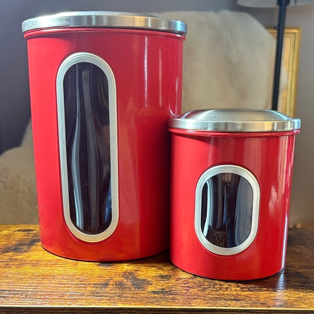 Red Stainless Steel Canister Set